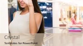  Presentation with binocular - Amazing presentation theme having young-woman-looking-through-imaginary backdrop and a soft green colored foreground