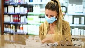  Presentation with product - Presentation theme with young-woman-looking background and a yellow colored foreground