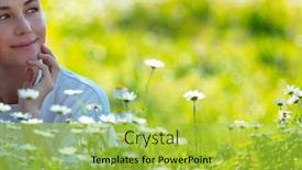  Presentation with spring nature grass - Cool new PPT theme with young-woman-lying-down backdrop and a yellow colored foreground