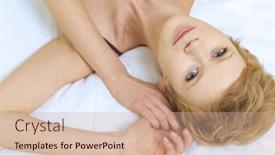 Presentation with bed - Cool new PPT theme with young-woman-lying-in-bed backdrop and a  colored foreground