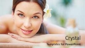  Presentation with spa salon - Colorful theme enhanced with young woman lying in spa backdrop and a  colored foreground