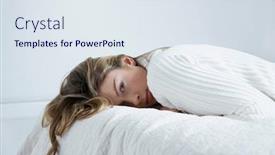  Presentation with close up of young girls - Presentation theme enhanced with young-woman-lying-on-bed background and a sky blue colored foreground