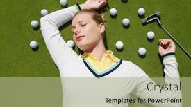  Presentation with green - Presentation theme having young-woman-lying-on-green background and a mint green colored foreground
