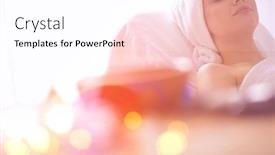  Presentation with spa salon - Beautiful presentation design featuring young-woman-lying backdrop and a white colored foreground