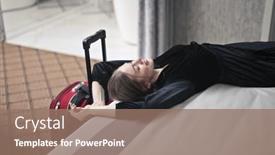  Presentation with bed hotel - PPT theme consisting of young-woman-lying background and a coral colored foreground