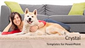  Presentation with floor - Presentation design featuring hugging her pet dog background and a lemonade colored foreground