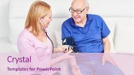  Presentation with measurement - Theme having young woman makes blood pressure background and a lemonade colored foreground