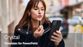  Presentation with lips - PPT theme having young-woman-makeup-lips-holding background and a  colored foreground