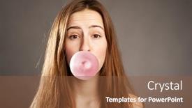  Presentation with chewing gum - Beautiful slides featuring young-woman-making-a-bubble backdrop and a tawny brown colored foreground