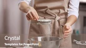  Presentation with dough - PPT layouts with young woman making dough background and a gray colored foreground