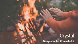  Presentation with camping - Slide set enhanced with young-woman-making-fire background and a tawny brown colored foreground