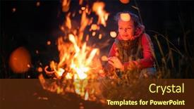  Presentation with wilderness - Presentation design enhanced with young-woman-making-fire background and a tawny brown colored foreground