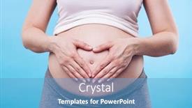  Presentation with shape heart - Cool new slide deck with young-woman-making-heart-shape backdrop and a teal colored foreground