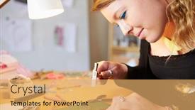  Presentation with jewelry - Slides enhanced with young woman making jewelry at home background and a yellow colored foreground