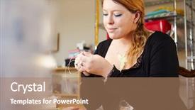  Presentation with jewelry - Theme enhanced with young woman making jewelry at home background and a coral colored foreground