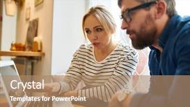  Presentation with online meeting - Colorful theme enhanced with young woman making presentation backdrop and a coral colored foreground