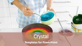  Presentation with rainbow birthday cake - PPT layouts enhanced with young woman making rainbow cake background and a  colored foreground