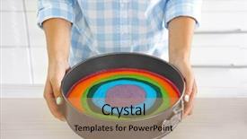  Presentation with rainbow birthday cake - PPT layouts enhanced with young woman making rainbow cake background and a  colored foreground