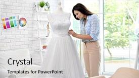  Presentation with islam wedding - PPT theme enhanced with young woman making wedding dress background and a light gray colored foreground