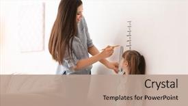  Presentation with height - Colorful PPT layouts enhanced with measuring her daughter's height backdrop and a coral colored foreground
