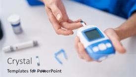  Presentation with measuring - Slide deck consisting of young-woman-measuring-glucose-using background and a light gray colored foreground