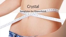  Presentation with repairer tape recorder technology - Presentation design featuring young woman measuring her waist background and a lemonade colored foreground