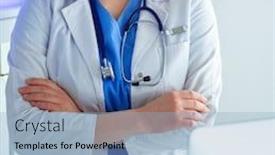  Presentation with medic - Slide deck with young-woman-medic-in-white background and a light blue colored foreground