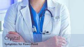  Presentation with medic - Beautiful PPT theme featuring young-woman-medic-in-white backdrop and a light blue colored foreground