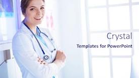  Presentation with medic - Slide deck featuring young-woman-medic-in-white background and a sky blue colored foreground