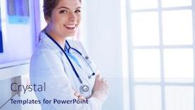 Presentation with medic - PPT layouts enhanced with young-woman-medic-in-white background and a sky blue colored foreground
