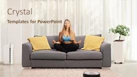 Presentation with robotic - Slide deck having young-woman-meditating background and a lemonade colored foreground