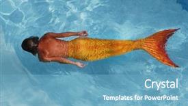  Presentation with mermaid - Colorful PPT theme enhanced with young woman mermaid swimming backdrop and a teal colored foreground