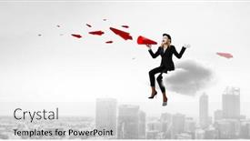  Presentation with mime - Presentation theme consisting of young woman mime mixed media background and a light gray colored foreground