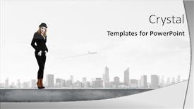  Presentation with mime - Slide set with young-woman-mime-mixed-media background and a white colored foreground