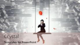  Presentation with mime - Colorful PPT layouts enhanced with young-woman-mime-mixed-media backdrop and a coral colored foreground
