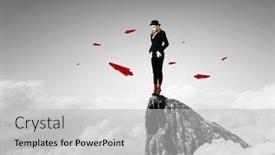  Presentation with mime - Presentation theme having young-woman-mime-mixed-media background and a light gray colored foreground