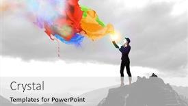  Presentation with mime - Presentation design consisting of young-woman-mime-mixed-media background and a light gray colored foreground