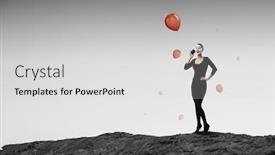  Presentation with mime - PPT theme featuring young-woman-mime-mixed-media background and a light gray colored foreground