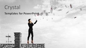  Presentation with mime - Audience pleasing theme consisting of young-woman-mime-mixed-media backdrop and a light gray colored foreground