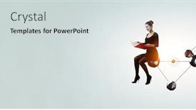  Presentation with mime - Cool new PPT theme with young-woman-mime-mixed-media backdrop and a sky blue colored foreground