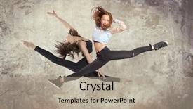  Presentation with ballet - PPT theme enhanced with young woman modern ballet dancing background and a mint green colored foreground