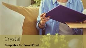  Presentation with moving - Slide deck enhanced with young-woman-moving-out background and a  colored foreground