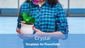  Presentation with personal belongings - Presentation consisting of young-woman-moving-personal-belongings background and a teal colored foreground