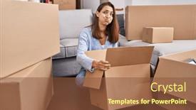  Presentation with puffing - Presentation theme featuring young-woman-moving background and a tawny brown colored foreground