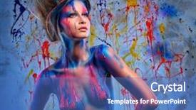  Presentation with woman nude body - Slide deck with young woman muse with creative background and a  colored foreground