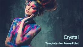  Presentation with woman body - Colorful presentation theme enhanced with young woman muse with creative backdrop and a tawny brown colored foreground