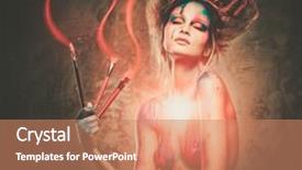  Presentation with paint art - PPT theme having young woman muse with creative background and a coral colored foreground