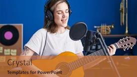  Presentation with classical music - Presentation enhanced with young-woman-musician-singing-song background and a gold colored foreground