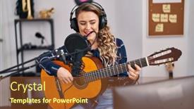  Presentation with classical music - PPT theme having young-woman-musician-singing-song background and a tawny brown colored foreground