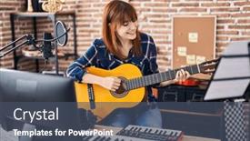  Presentation with classical music - Theme consisting of young-woman-musician-singing-song background and a ocean colored foreground